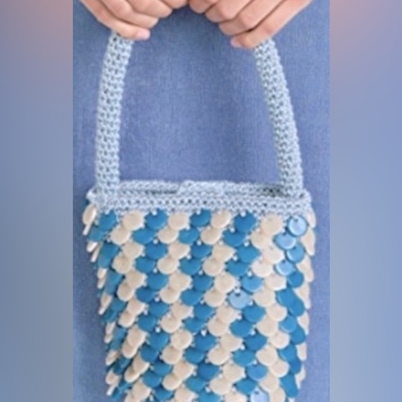 Lele Sadoughi Handbags - Lele Sadoughi Blue and White Beaded Handbag NWT